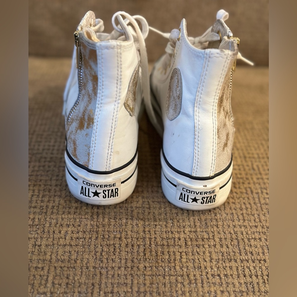 Gold and white leather platform converse size 6.5 - Picture 5 of 5